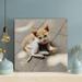 Red Barrel Studio® White & Orange Tabby Kitten Sitting On Ground - 1 Piece Square Graphic Art Print On Wrapped Canvas in White/Yellow | Wayfair