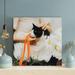 Red Barrel Studio® Tuxedo Cat Lying On Textile - 1 Piece Square Graphic Art Print On Wrapped Canvas in White | 12 H x 12 W x 2 D in | Wayfair