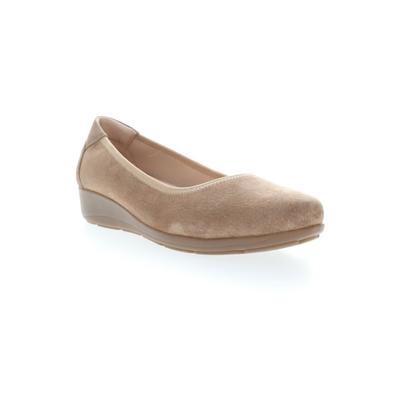 Women's Yara Leather Slip On Flat by Propet in Natural Buff Suede (Size 12 XW)