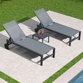 Purple Leaf 74.02" Long Reclining Chaise Lounge Set w/ Table Metal in Gray | 38.19 H x 24.8 W x 74.02 D in | Outdoor Furniture | Wayfair