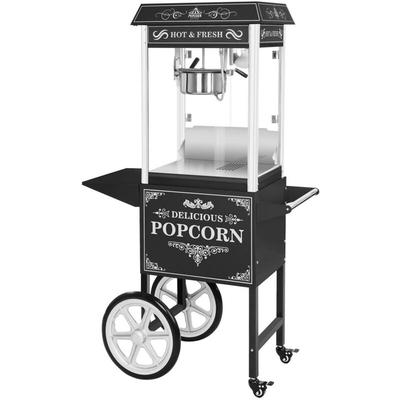 Retro Popcornmaschine Popcornmaker Popcornautomat 1600W 5kg h Schwarz mit Wagen