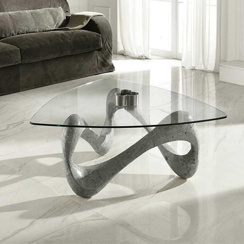 Glas Couchtisch in Grau Stein