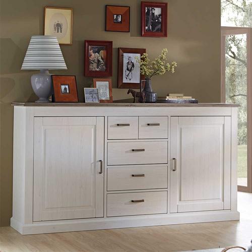 Wohnzimmer Sideboard in Weiß Taupe 200 cm breit