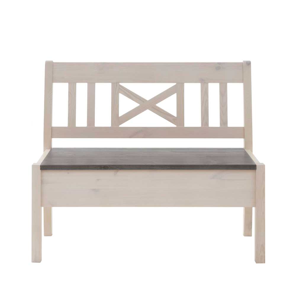 Sitzbank in Weiß Grau mit Stauraum