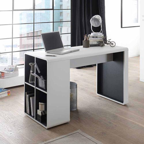 Schreibtisch mit integriertem Regal Weiß Anthrazit
