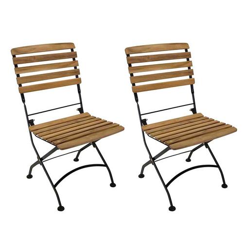Gartenklappstühle aus Teak Massivholz und Stahl (2er Set)