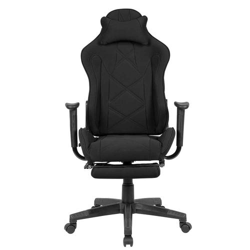 Gaming Stuhl in Schwarz Webstoff verstellbarer Rückenlehne