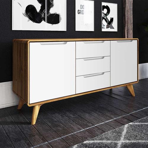 Wohnzimmer Sideboard in Weiß und Wildeiche modern