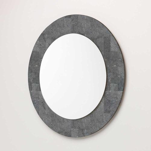 Runder Spiegel mit Steinrahmen Grau