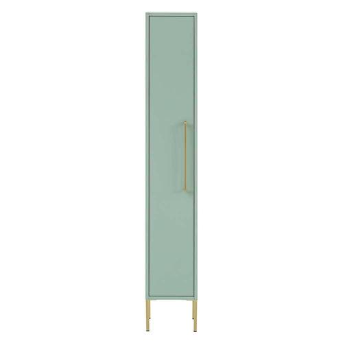 Badseitenschrank in Mintgrün & Gold Metallgriff