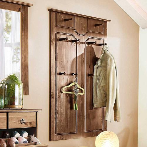 Holzgarderobe in Kiefer dunkel die Wandmontage