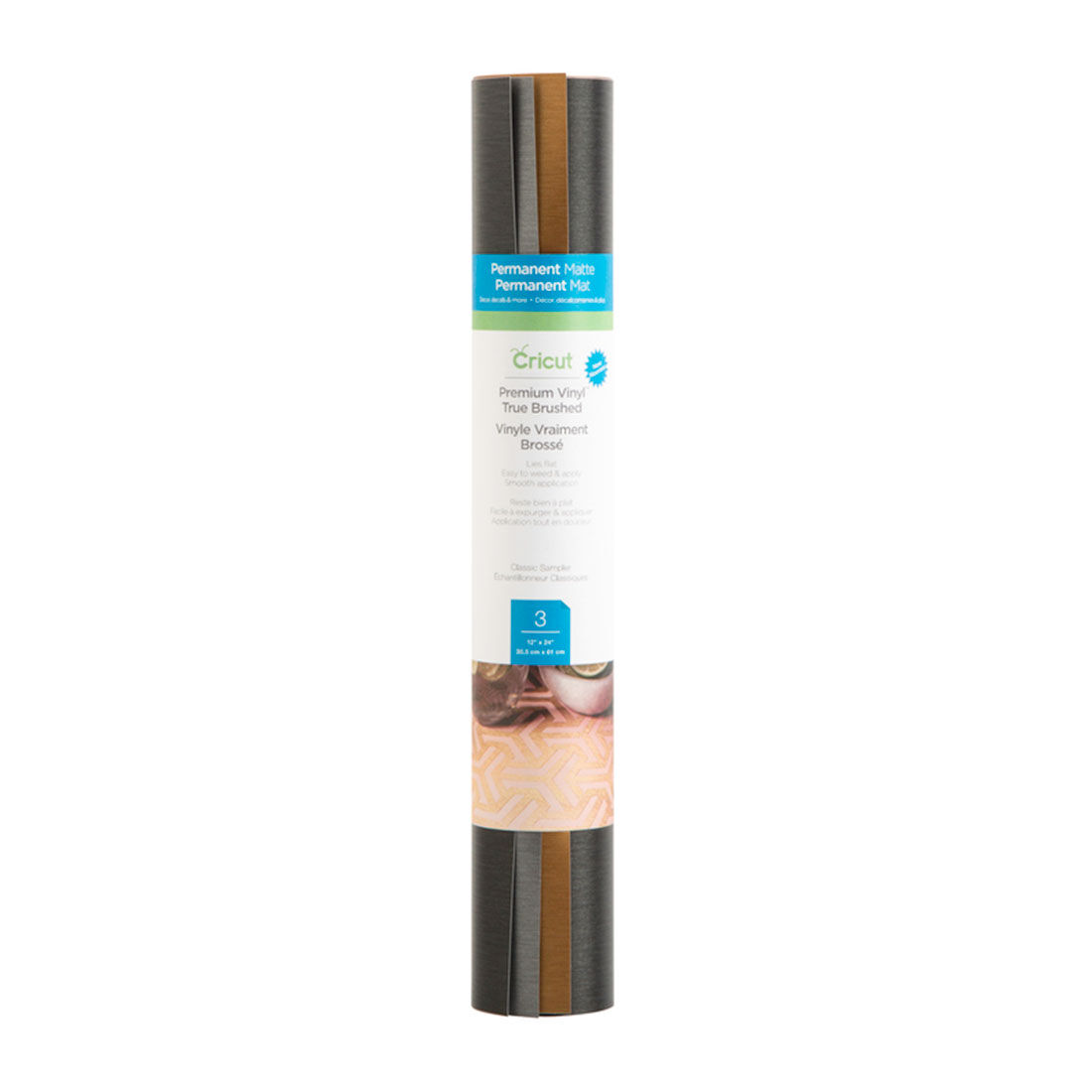 Cricut Premium Vinyl True Brushed Sampler | Classics | Permanent | Black/Gold