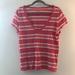 American Eagle Outfitters Tops | American Eagle Outfitters Tee (Aeo) Pink Striped Short Sleeve V Neck Sz Xl Guc | Color: Pink/White | Size: Xl
