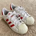 Adidas Shoes | Adidas Superstar ‘White Vivid Red’ Big Kids Sneakers | Color: Red/White | Size: 5b