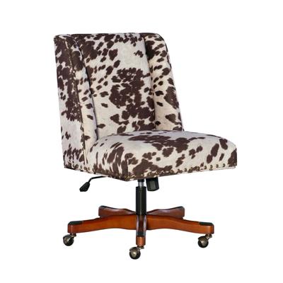 Delgany Office Chair Brown and White Cow Print by Linon Home Décor in Brown