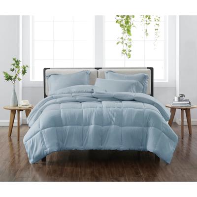 Heritage Solid Comforter Set by Cannon in Blue (Size FL/QUE)