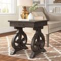 Lark Manor™ Amree Solid Wood Trestle End Table w/ Storage Wood in Black | 24 H x 22 W x 22 D in | Wayfair 6982EBDCEE7B48109789D28AFA6F1281