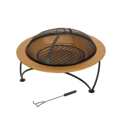 33" Hammered Copper Fire Pit with Stand and Screen by National Tree Company