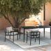 Ezra Outdoor Patio Dining Chair in Aluminum and Teak with Grey Cushions - Set of 2 - N/A