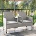 Lulu French Wicker Patio Loveseat with Built-in Glass End Table by Furniture of America