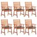 vidaXL Patio Dining Chairs 6 pcs with Cushions Solid Acacia Wood - Brown - 22" x 24.4" x 36.2"