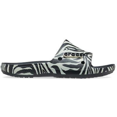 Crocs Black / Zebra Print Classic Crocs Animal Remix Slide Shoes Crocs Black /...