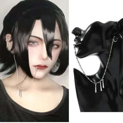 3PCs/lot Gothic Anime Miyamura Izumi Earring Fake Lip Piercing with Long Chain Cosplay Accessories