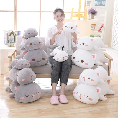 35-65 Kawaii Lying Cat Plush Toys Stuffed Cute Cat Doll Lovely Animal Pillow Soft Cartoon Toys for