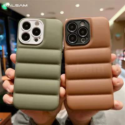 Fashion Brand Down Jacket Phone Case For iPhone 15 14 Pro 13 12 11 Pro Max X XR XS 7 8 Plus Soft