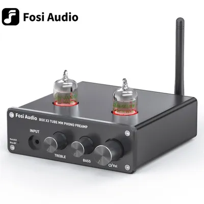 Fosi Audio Bluetooth Phono Preamp for Turntable Phonograph Preamplifier With 5654W Vacuum Tube