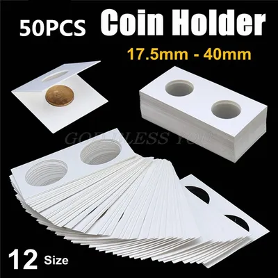 2023 50PCS Square Cardboard Coin Holders Coin Supplies Coin Album Collection Lighthouse Stamp Coin