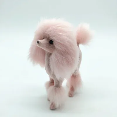 4 Inch Pink Poodle Figure Simulation Dog Plush Toys Gift Crafts Home Decoration Living Room