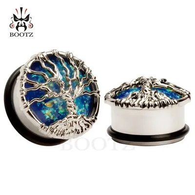 KUBOOZ Ear Plug Tunnels Gauges Piercing Body Jewelry Wishing Tree Stainless Steel Expander Stud
