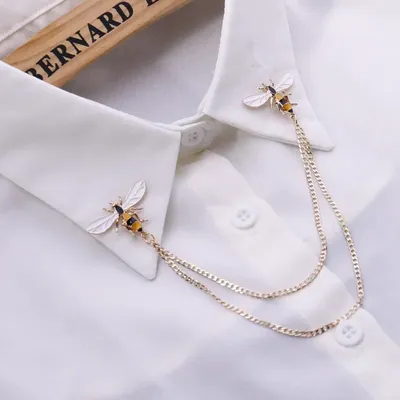 Cute Bee Vintage Brooches Pins Animal Alloy Metal Chain Brooch Broches Man Suit Shirt Collar Tassel