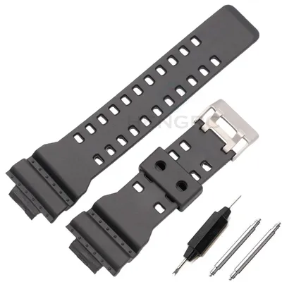 16mm PU Watch Band Strap Replacement Black Waterproof Watchbands Accessories For GA-110 / GA-100 /