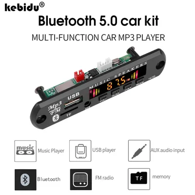 kebidu Bluetooth 5.0 Decoder Board Module MP3 WMA WAV AUX 3.5MM Car Audio MP3 Player USB TF FM