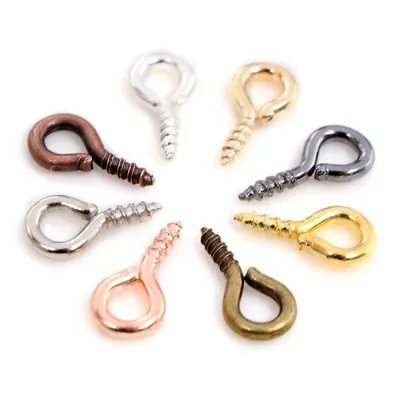 200pcs/Lot Small Tiny Mini Eye Pins Eyepins Hooks Eyelets Screw Threaded 8 Colors Clasps Hooks DIY