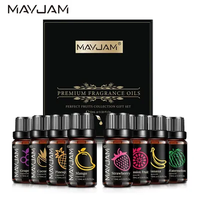 8pcs Gift Set Fruit Fragrance Oils 10ML Humidifier Aromatherapy Diffusers Strawberry Coconut Mango