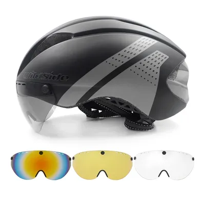 Aero helmet tt time trial cycling helmet for men women goggles race road bike helmet with lens Casco