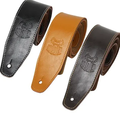 Soldier Genuine Cow Leather Cowhide Soft Durable Guitar Strap Acoustic Electric Guitar Strap Bass
