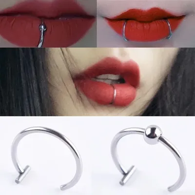 2025 New Punk 8/10mm Titanium Steel Lip Rings Cuff Clip on Fake Labret Piercing Ear Nose Hoops