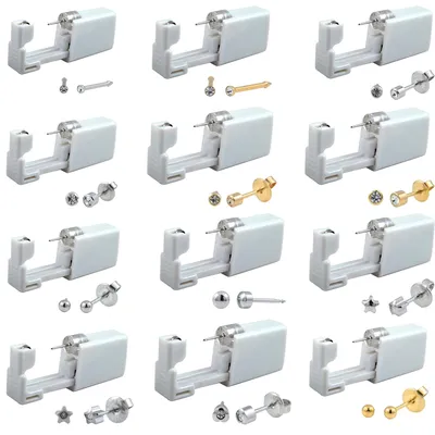 24pcs Disposable Sterile Ear Piercing Unit Cartilage Tragus Helix Piercing Gun Tool Kit Stud Earring