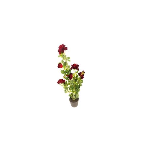 Kunstpflanze künstliche Topfpflanze Rosen rot H 95 cm