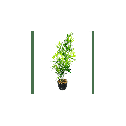 Kunstpflanze Topfpflanze Zimmerpflanze groß Künstlich Bambus grün H 80