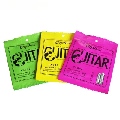 Orphee 1 SET ACOUSTIC Guitar Strings Hexagonal Core 75/25 Bronze Winding Extra Light Normal Light