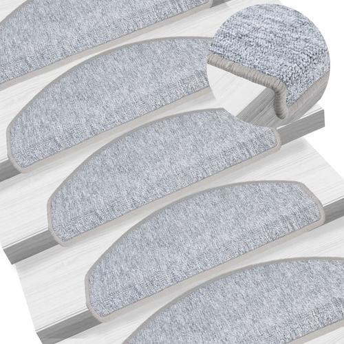 vidaXL 15 Stk. Treppenmatten Hellgrau 65 x 24 x 4 cm