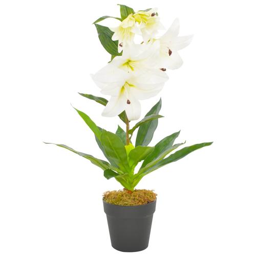 vidaXL Künstliche Lilie mit Topf Weiß 65 cm