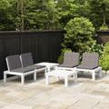 vidaXL 4-tlg. Garten-Lounge-Set mit Auflagen Kunststoff Weiß