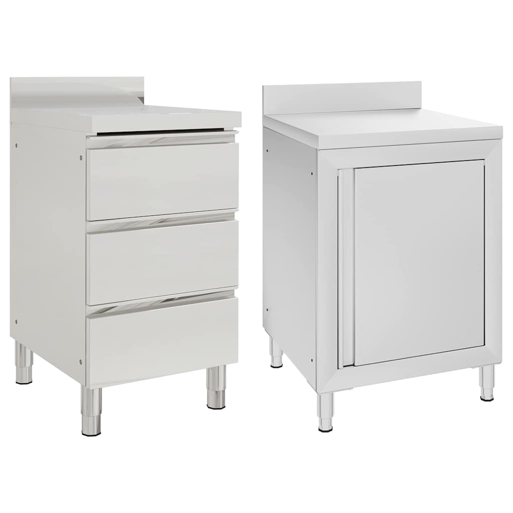 vidaXL Gastro-Küchenschränke 2 Stk. Edelstahl