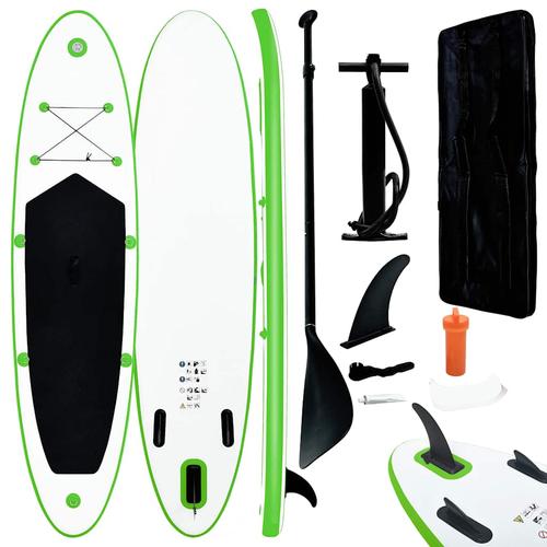 vidaXL Aufblasbares Stand Up Paddle Board Set Grün und Weiß